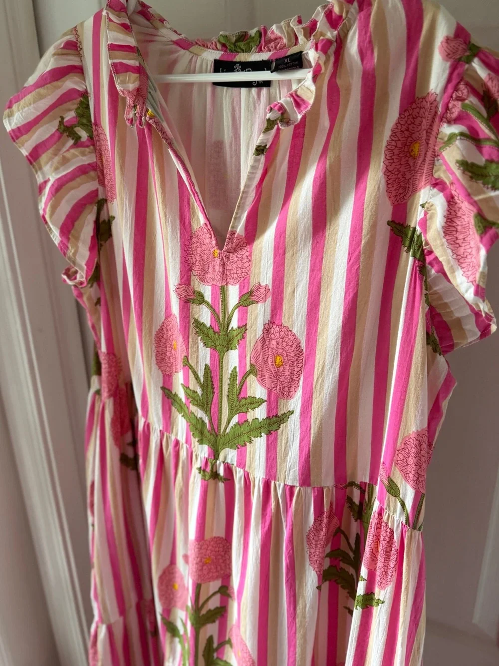 Liza Byrd The Tinley Pink Floral Stripe Long Dress XL